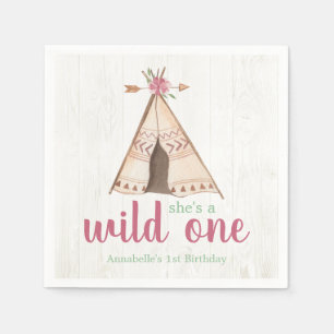 Serviette En Papier Aquarelle mignonne Teepee Wild Un 1er anniversaire
