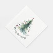 Serviette En Papier Aquarelle minimaliste Arbre de Noël (Coin)