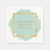 Serviette En Papier Aquarelle Mint Green Gold Frame Mariage (Devant)