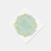 Serviette En Papier Aquarelle Mint Green Gold Frame Mariage (Coin)