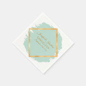 Serviette En Papier Aquarelle Mint Green Gold Frame Mariage (Coin)