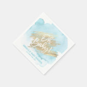 Serviette En Papier Aquarelle moderne bleu Oh Baby shower garçon (Coin)