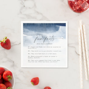 Serviette En Papier Aquarelle moderne   Blue Fun Facts Mariage Napkins