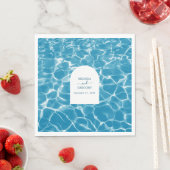 Serviette En Papier Aquarelle moderne Blue Ocean Beach Mariage (En situation)