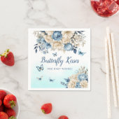 Serviette En Papier Aquarelle moderne Boho Blue Butterfly baby shower (En situation)