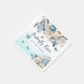 Serviette En Papier Aquarelle moderne Boho Blue Butterfly baby shower (Coin)