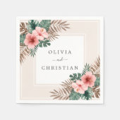 Serviette En Papier Aquarelle moderne Boho Mariage floral tropical (Devant)