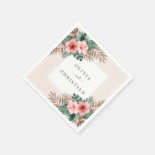 Serviette En Papier Aquarelle moderne Boho Mariage floral tropical (Coin)
