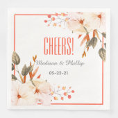 Serviette En Papier Aquarelle moderne Burange Floral Orange (Devant)