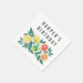 Serviette En Papier Aquarelle moderne Citrus Anniversaire (Coin)