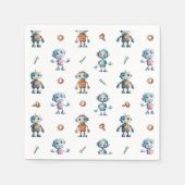Serviette En Papier Aquarelle moderne Cute Robot Kids Motif (Devant)
