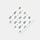 Serviette En Papier Aquarelle moderne Cute Robot Kids Motif (Coin)