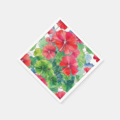Serviette En Papier Aquarelle moderne de géranium (Coin)
