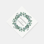Serviette En Papier Aquarelle moderne Eucalyptus Mariage de verdure (Coin)