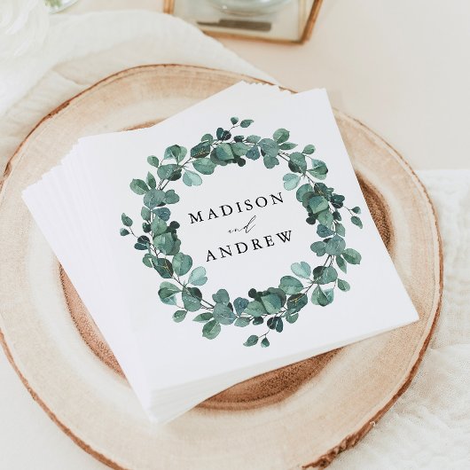 Serviette En Papier Aquarelle moderne Eucalyptus Mariage de verdure