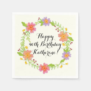 Serviette En Papier Aquarelle Moderne Floral Décor de fête d'anniver
