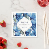 Serviette En Papier Aquarelle moderne Indigo Blue Floral (En situation)