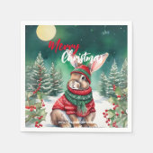 Serviette En Papier Aquarelle moderne lapin lapin de Noël Neige (Devant)