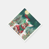 Serviette En Papier Aquarelle moderne lapin lapin de Noël Neige (Coin)