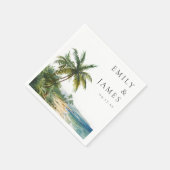 Serviette En Papier Aquarelle moderne Mariage de plage tropicale (Coin)