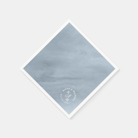 Serviette En Papier Aquarelle moderne Mariage Dusty Blue ID816 (Coin)