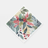 Serviette En Papier Aquarelle moderne Noël Floral (Coin)
