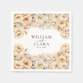 Serviette En Papier Aquarelle Moderne Peony Pastel Floral Mariage (Devant)