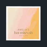 Serviette En Papier Aquarelle moderne rose jaune Bat mitzvah personnal<br><div class="desc">Aquarelle Boho moderne rose Bat mitzvah jaune</div>