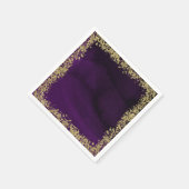 Serviette En Papier Aquarelle moderne Royal violet & or Mariage (Coin)