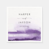 Serviette En Papier Aquarelle moderne | Serviettes de Mariage violet (Devant)