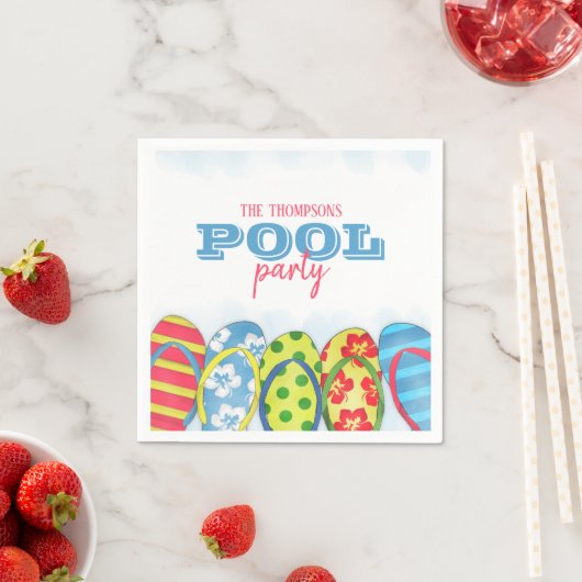 Serviette En Papier Aquarelle moderne Simple Pool Party Flip Flops (En situation)
