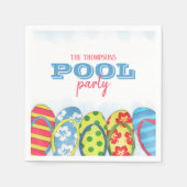 Serviette En Papier Aquarelle moderne Simple Pool Party Flip Flops (Devant)