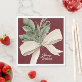 Serviette En Papier Aquarelle moderne verdure de Noël (En situation)