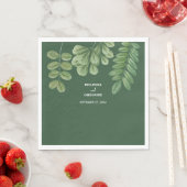 Serviette En Papier Aquarelle moderne vert émeraude Mariage vert émera (En situation)