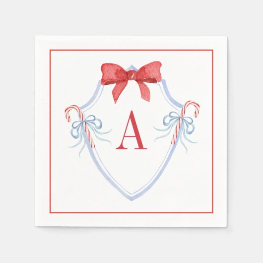 Serviette En Papier Aquarelle Monogram Bow Sucre de canne Crest (Devant)
