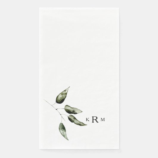 Serviette En Papier Aquarelle Monogramme botanique (Devant)