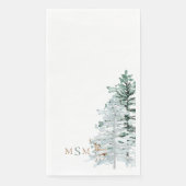 Serviette En Papier Aquarelle Monogramme de cerfs de bois (Devant)