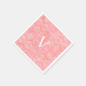 Serviette En Papier Aquarelle Monogramme Rose Fleur (Coin)
