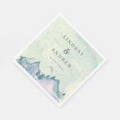 Serviette En Papier Aquarelle Montagnes Mariage personnalisé (Coin)