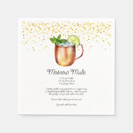 Serviette En Papier Aquarelle Moscou Mule Cocktail personnalisé Recett (Devant)