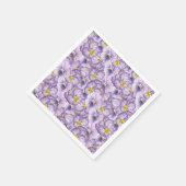 Serviette En Papier Aquarelle motif floral avec panneaux violets (Coin)