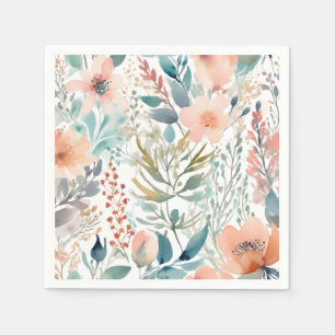 Serviette En Papier Aquarelle Motif Floral Vintage