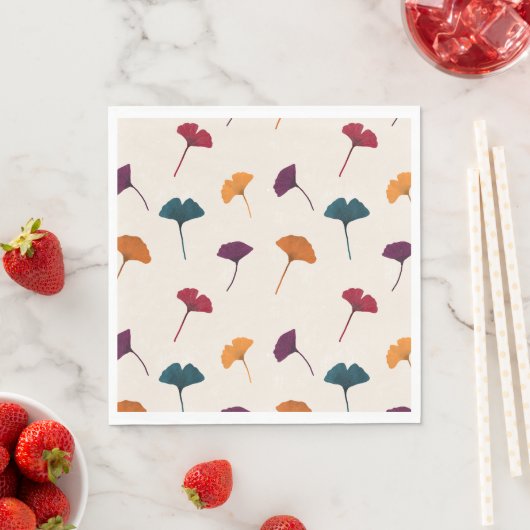 Serviette En Papier Aquarelle Motif Ginkgo Leaf Automne Couleurs d'aut (En situation)