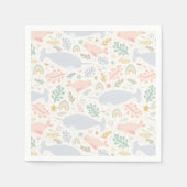 Serviette En Papier Aquarelle Narwhal et Motif de phoque (Devant)