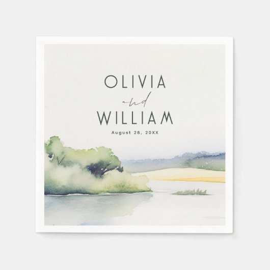 Serviette En Papier Aquarelle Nature romantique (Devant)