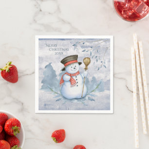 Serviette En Papier Aquarelle Neige hiver neige moderne Noël