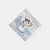 Serviette En Papier Aquarelle Neige hiver neige moderne Noël (Coin)