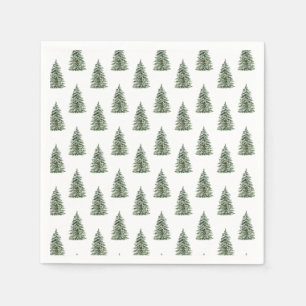 Serviette En Papier Aquarelle neige Motif sapin de Noël