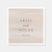 Serviette En Papier Aquarelle Neutre Moderne Mariage élégant (Devant)