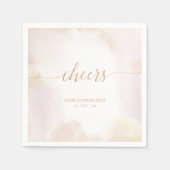 Serviette En Papier Aquarelle Neutre Rose or Cheval de fête Napkins (Devant)